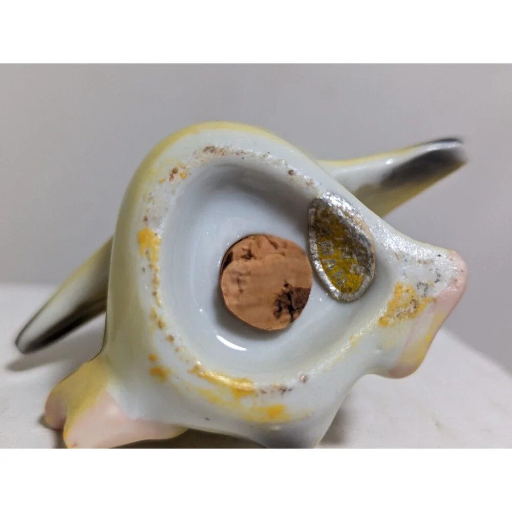 Vintage Ceramic Anthropomorphic Yellow Birds Flowers & Crown Salt Pepper Shakers